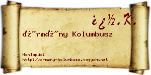 Örmény Kolumbusz névjegykártya